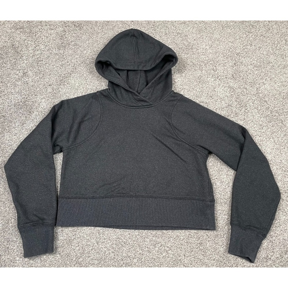 Lululemon Sweater Womens 4 Black Loungeful Cropped Hoodie Pullover Lounge Sporty